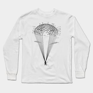 Parachute Vintage Patent Hand Drawing Long Sleeve T-Shirt